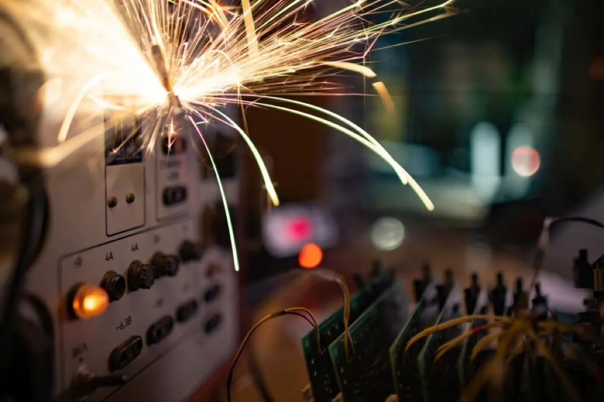 electronic sparks scatter quickly and sharply