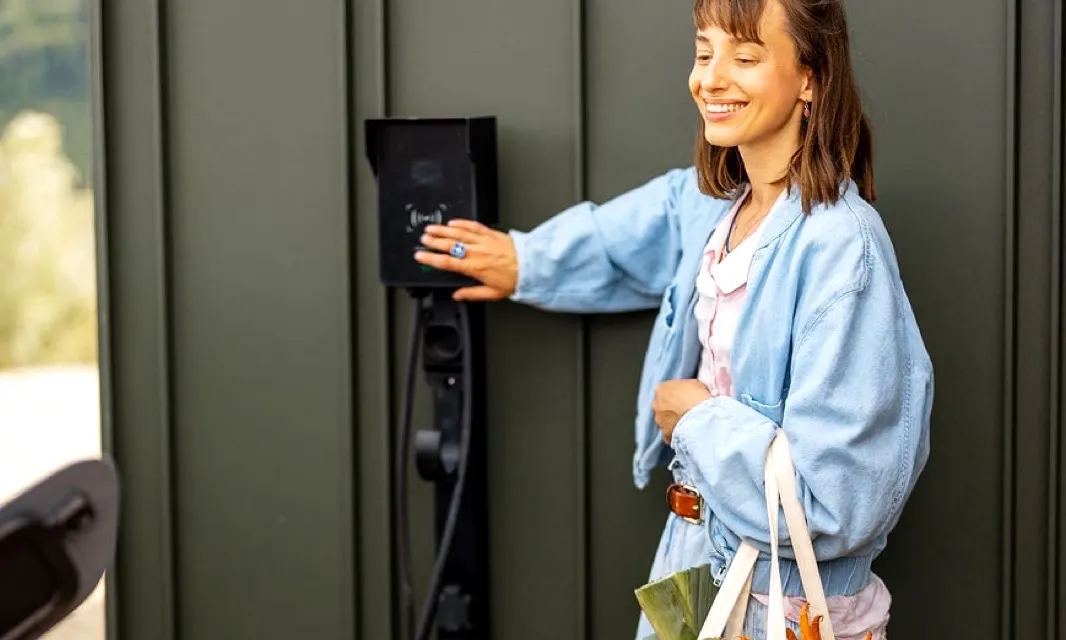 Home EV charge point on a driveway