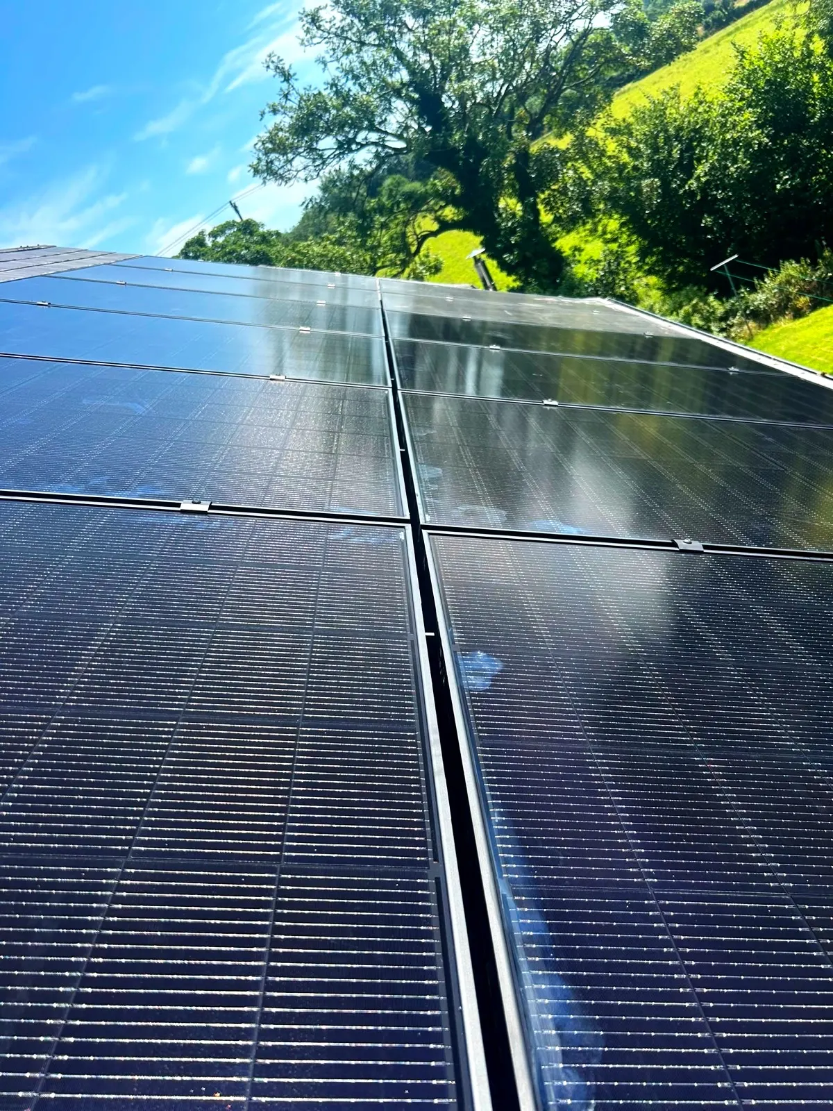 Close-up of all-black solar panels