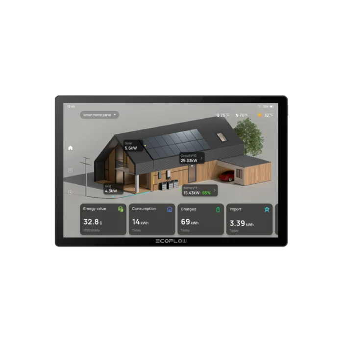 EcoFlow PowerInsight — ten-inch home energy monitor showing live energy flows